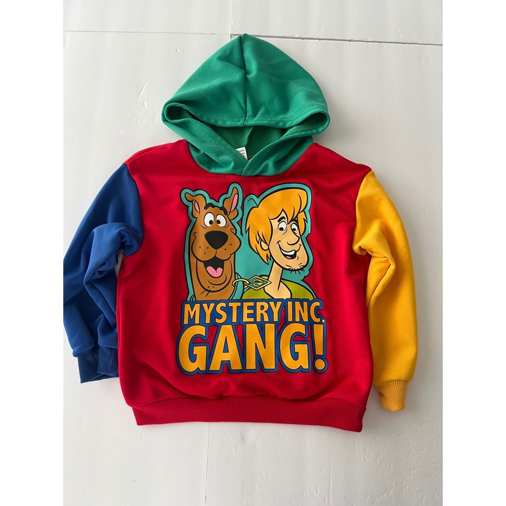 SHEIN Kids Scooby-Doo Mystery Inc Gang Colorblock Hoodie Red Blue Yellow Size 5Y